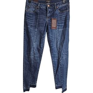 Dear John Medium Wash Denim Blue Asymetrical Cropped Skinny Jeans Size 30